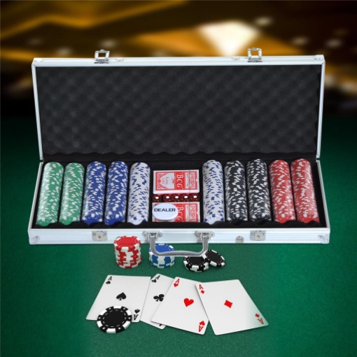 SET POKER VALIGETTA PROFESSIONALE CON 500 FICHES E 2 MAZZI DI CARTE