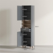 COLONNA BAGNO MODERNA CON CASSETTO E ARMADIETTI IN LEGNO E LEGA DI ALLUMINIO, 40X24X160 CM, GRIGIO