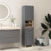 COLONNA BAGNO MODERNA CON CASSETTO E ARMADIETTI IN LEGNO E LEGA DI ALLUMINIO, 40X24X160 CM, GRIGIO