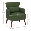 POLTRONA MODERNA IMBOTTITA IN VELLUTO CON CUSCINO LOMBARE, SCHIENALE E GAMBE IN LEGNO, VERDE