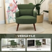 POLTRONA MODERNA IMBOTTITA IN VELLUTO CON CUSCINO LOMBARE, SCHIENALE E GAMBE IN LEGNO, VERDE