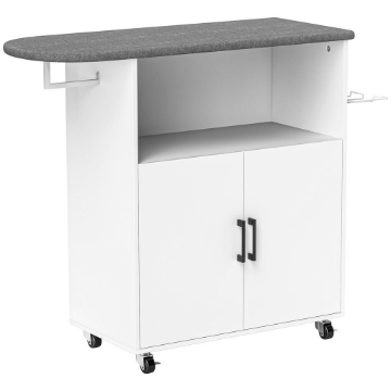 MOBILE ASSE DA STIRO CON ARMADIETTO A 2 ANTE E SPAZIO APERTO, 125X43.5X102.5 CM, BIANCO