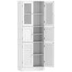 MOBILE BAGNO CON 3 ARMADIETTI A 2 ANTE IN VETRO E LEGNO, RIPIANI REGOLABILI, 60X30X170 CM, BIANCO