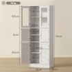 MOBILE BAGNO CON 3 ARMADIETTI A 2 ANTE IN VETRO E LEGNO, RIPIANI REGOLABILI, 60X30X170 CM, BIANCO