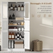 MOBILE BAGNO CON 3 ARMADIETTI A 2 ANTE IN VETRO E LEGNO, RIPIANI REGOLABILI, 60X30X170 CM, BIANCO