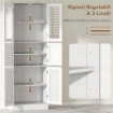 MOBILE BAGNO CON 3 ARMADIETTI A 2 ANTE IN VETRO E LEGNO, RIPIANI REGOLABILI, 60X30X170 CM, BIANCO