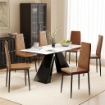 SET DI 6 SEDIE DA PRANZO MODERNE CON SCHIENALE ALTO IN FINTA PELLE E ACCIAIO, 41X50X97 CM, MARRONE