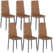 SET DI 6 SEDIE DA PRANZO MODERNE CON SCHIENALE ALTO IN FINTA PELLE E ACCIAIO, 41X50X97 CM, MARRONE
