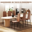 SET DI 6 SEDIE DA PRANZO MODERNE CON SCHIENALE ALTO IN FINTA PELLE E ACCIAIO, 41X50X97 CM, MARRONE