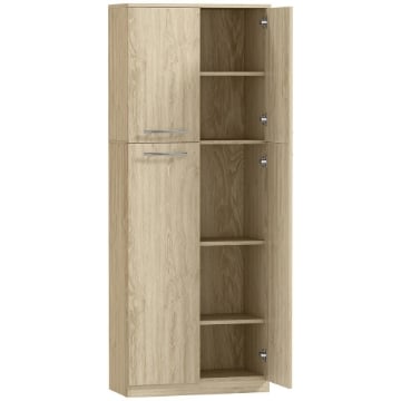 MOBILE CONTENITORE MINIMAL CON 2 ARMADIETTI E MENSOLE REGOLABILI, IN LEGNO COLOR ROVERE, 59X31X155 CM