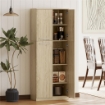 MOBILE CONTENITORE MINIMAL CON 2 ARMADIETTI E MENSOLE REGOLABILI, IN LEGNO COLOR ROVERE, 59X31X155 CM