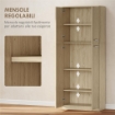 MOBILE CONTENITORE MINIMAL CON 2 ARMADIETTI E MENSOLE REGOLABILI, IN LEGNO COLOR ROVERE, 59X31X155 CM