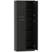 MOBILE CONTENITORE MINIMAL CON 2 ARMADIETTI E MENSOLE REGOLABILI, IN LEGNO NERO, 59X31X155 CM