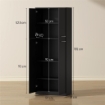 MOBILE CONTENITORE MINIMAL CON 2 ARMADIETTI E MENSOLE REGOLABILI, IN LEGNO NERO, 59X31X155 CM