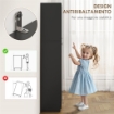 MOBILE CONTENITORE MINIMAL CON 2 ARMADIETTI E MENSOLE REGOLABILI, IN LEGNO NERO, 59X31X155 CM