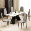 SET DI 6 SEDIE DA PRANZO MODERNE CON SCHIENALE ALTO IN FINTA PELLE E ACCIAIO, 41X50X97 CM, GRIGIO