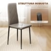 SET DI 6 SEDIE DA PRANZO MODERNE CON SCHIENALE ALTO IN FINTA PELLE E ACCIAIO, 41X50X97 CM, GRIGIO