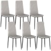 SET DI 6 SEDIE DA PRANZO MODERNE CON SCHIENALE ALTO IN FINTA PELLE E ACCIAIO, 41X50X97 CM, GRIGIO