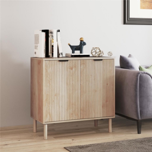 MOBILE CONTENITORE IN LEGNO A 2 LIVELLI CON RIPIANO REGOLABILE SU 3 LIVELLI, 78X40X77.5 CM COLOR ROVERE