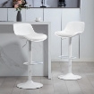 SET 2 SGABELLI DA BAR CON SCHIENALE, ALTEZZA REGOLABILE, SEDUTA GIREVOLE IN PELLE PU E POGGIAPIEDI, BIANCO