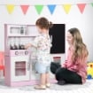 CUCINA GIOCATTOLO IN LEGNO PER BAMBINI 3-8 ANNI CON FORNELLI, MICROONDE, LAVANDINO, E ACCESSORI, ROSA
