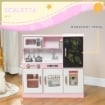 CUCINA GIOCATTOLO IN LEGNO PER BAMBINI 3-8 ANNI CON FORNELLI, MICROONDE, LAVANDINO, E ACCESSORI, ROSA