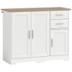 CREDENZA MODERNA IN LEGNO CON 2 CASSETTI E 2 ARMADIETTI, 100X40X78 CM, BIANCO E COLOR LEGNO