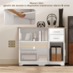 CREDENZA MODERNA IN LEGNO CON 2 CASSETTI E 2 ARMADIETTI, 100X40X78 CM, BIANCO E COLOR LEGNO