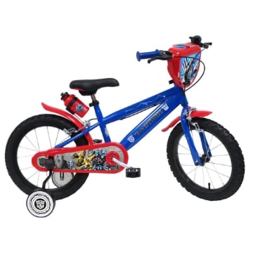 BICICLETTA 16 POLLICI DA BAMBINO CON ROTELLE + PORTABORRACCIA - TRANSFORMERS