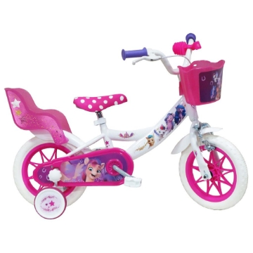 BICICLETTA 12 POLLICI DA BAMBINA CON ROTELLE + CESTINO - MY LITTLE PONY