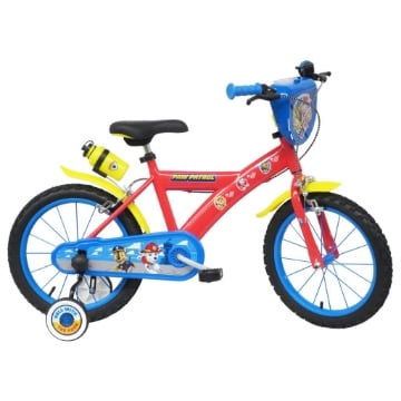 BICICLETTA 16 POLLICI DA BAMBINO CON ROTELLE + PORTABORACCIA - PAW PATROL