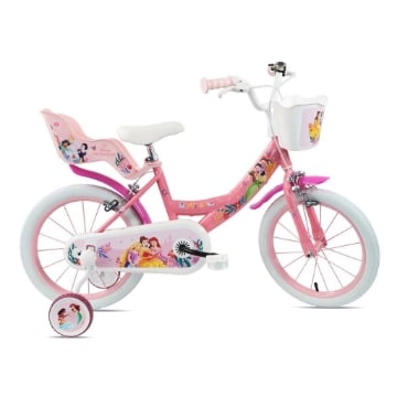 BICICLETTA 16 POLLICI DA BAMBINA CON ROTELLE + CESTINO - PRINCESS