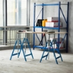 SET 2 CAVALLETTI DA LAVORO PIEGHEVOLI TELESCOPICI IN TUBI D’ACCIAIO 68 X 58 X 80