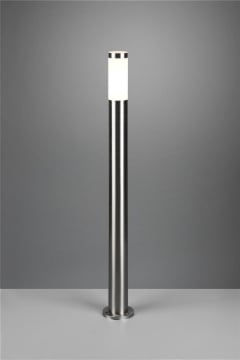 TRIOTO PALO DA ESTERNO CILINDRO ACCIAIO SATINATO E DIFFUSORE OPALE H. 80CM IP44
