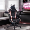 SEDIA DA GAMING RECLINABILE CON POGGIAPIEDI E CUSCINI, IN FINTA PELLE E SPUGNA, 65X62X116-124 CM, ROSA E NERO