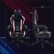 SEDIA DA GAMING RECLINABILE CON POGGIAPIEDI E CUSCINI, IN FINTA PELLE E SPUGNA, 65X62X116-124 CM, ROSA E NERO