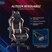 SEDIA DA GAMING RECLINABILE CON POGGIAPIEDI E CUSCINI, IN FINTA PELLE E SPUGNA, 65X62X116-124 CM, ROSA E NERO