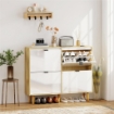 SCARPIERA SLIM MODERNA CON 4 CASSETTI RIBALTABILI PER 20 PAIA DI SCARPE, 105X24X92.5 CM, BIANCO