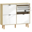 SCARPIERA SLIM MODERNA CON 4 CASSETTI RIBALTABILI PER 20 PAIA DI SCARPE, 105X24X92.5 CM, BIANCO