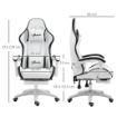 SEDIA DA GAMING CON ALTEZZA REGOLABILE E SCHIENALE RECLINABILE, 65X65X121-129 CM, BIANCO E NERO