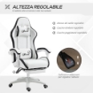SEDIA DA GAMING CON ALTEZZA REGOLABILE E SCHIENALE RECLINABILE, 65X65X121-129 CM, BIANCO E NERO