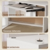 SCRIVANIA ANGOLARE MODERNA CON RIPIANO SCORREVOLE PER TASTIERA E SCAFFALE A 4 RIPIANI, BIANCO