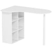 SCRIVANIA PER CAMERA RICURVA CON 6 RIPIANI E 4 SCAFFALI REGOLABILI, IN ACCIAIO E LEGNO, 100X59X75.5 CM, BIANCO