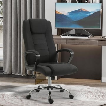 SEDIA DA UFFICIO ERGONOMICA, BASCULANTE E IMBOTTITA CON ALTEZZA REGOLABILE, 62X76X110-119 CM, NERO