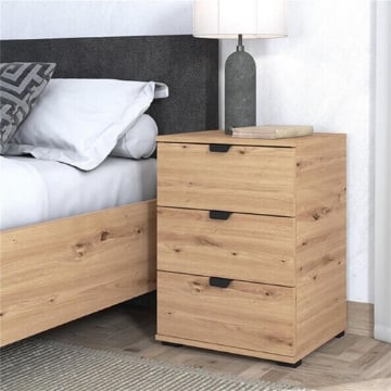  COMODINO IN LEGNO TRUCIOLARE BILAMINATO COLORE ROVERE CHIARO CM 45 X 40 X 63 H OKX