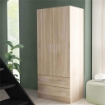 ARMADIO CON 2 ANTE E 2 CASSETTI QUERCIA CHIARO 80 X 52 X H180 CM OKX