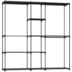 ARMADIO GUARDAROBA IN TESSUTO CON 8 RIPIANI E 3 ASTE PER APPENDERE, 182X43X185 CM, NERO