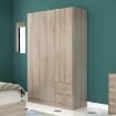 ARMADIO 3 ANTE E 2 CASSETTI IN LEGNO TRUCIOLARE BILAMINATO COLORE OLMO CM 120 X 52 X 190 H OKX