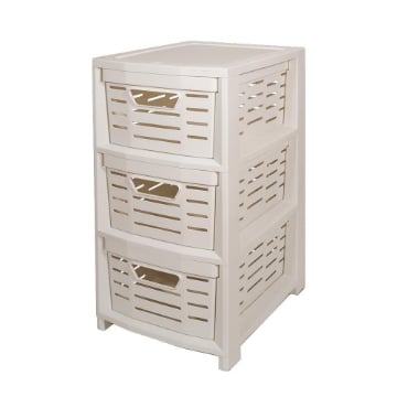 CARRELLO MULTIUSO IN POLIPROLPILENE CON 3 CASSETTI - 365X28,5X51,5  CM COLORE BIANCO