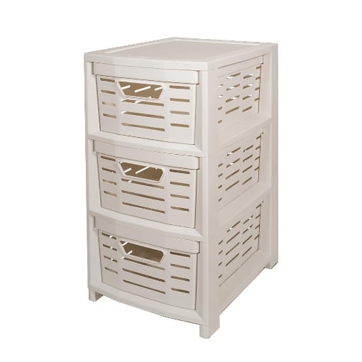 CARRELLO MULTIUSO IN POLIPROLPILENE CON 3 CASSETTI - 365X28,5X51,5  CM COLORE BIANCO